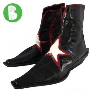 GOFFREDO FANTINI MATERIA PRIMA BLACK, RED AND WHITE STAR DESIGN BOOTS (36)